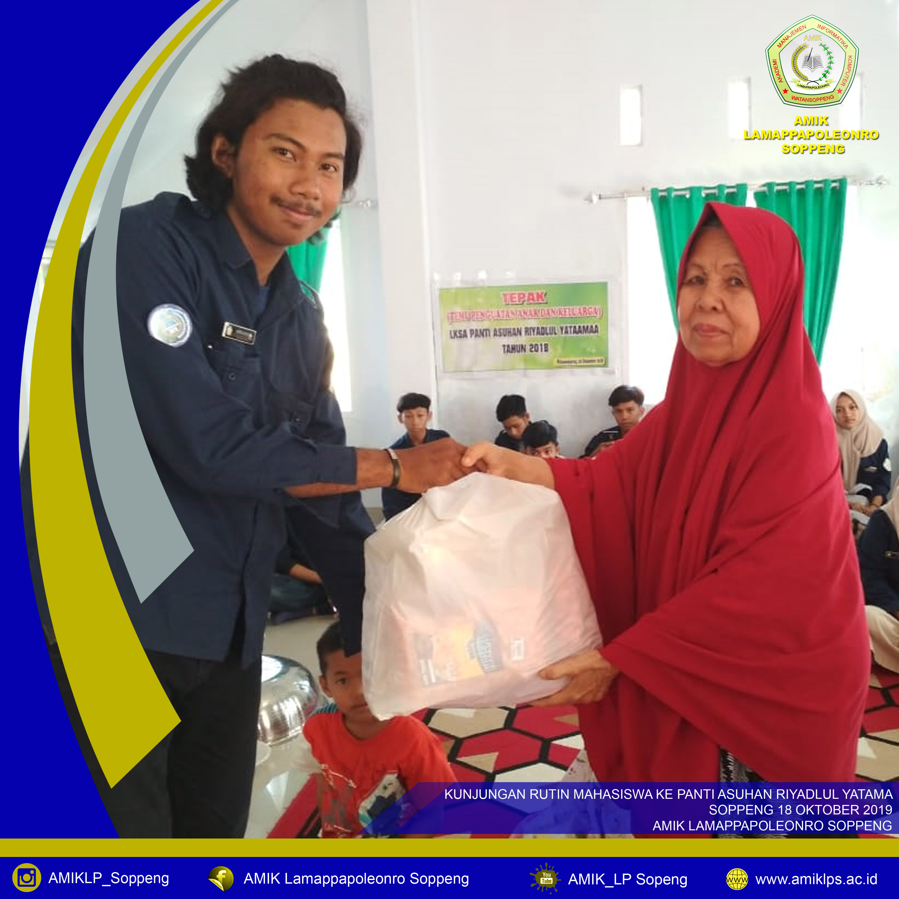 Mahasiswa AMIKA Kunjungi Panti Asuhan Riyadlul Yatama Soppeng