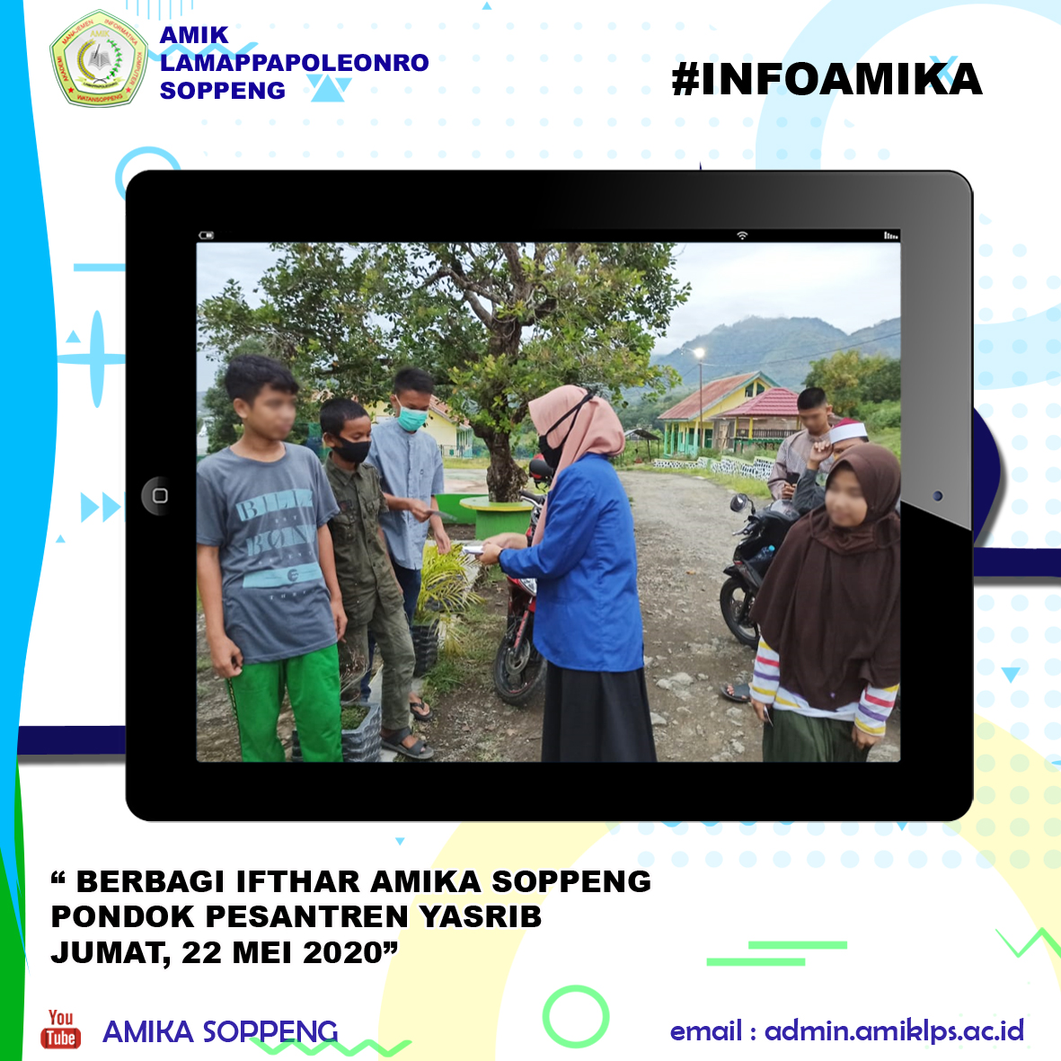 Pasukan Biru AMIKA Soppeng Berbagi Ifthar di Pondok Pesantren Yasrib