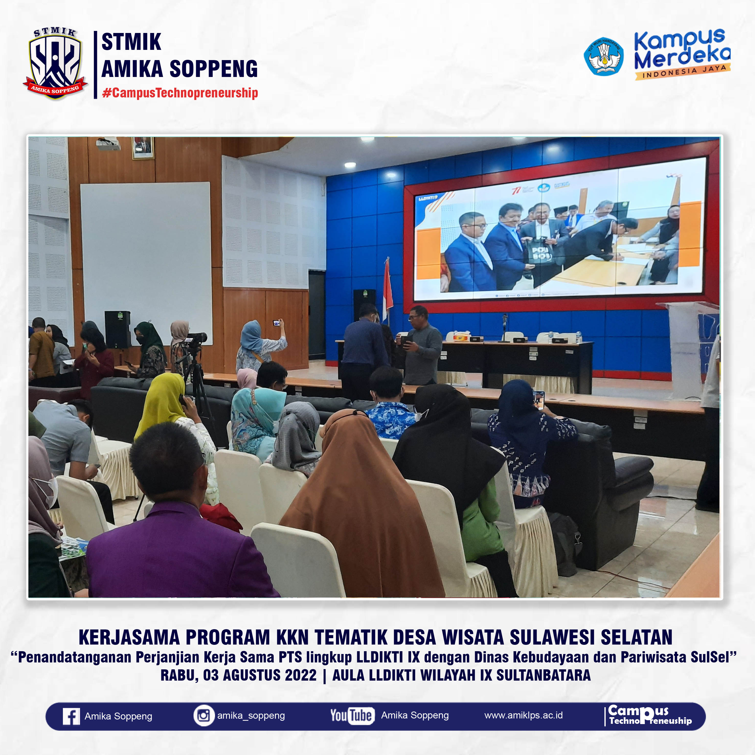 Disbudpar SulSel dan STMIK Amika Soppeng MoU KKN Tematik Desa Wisata