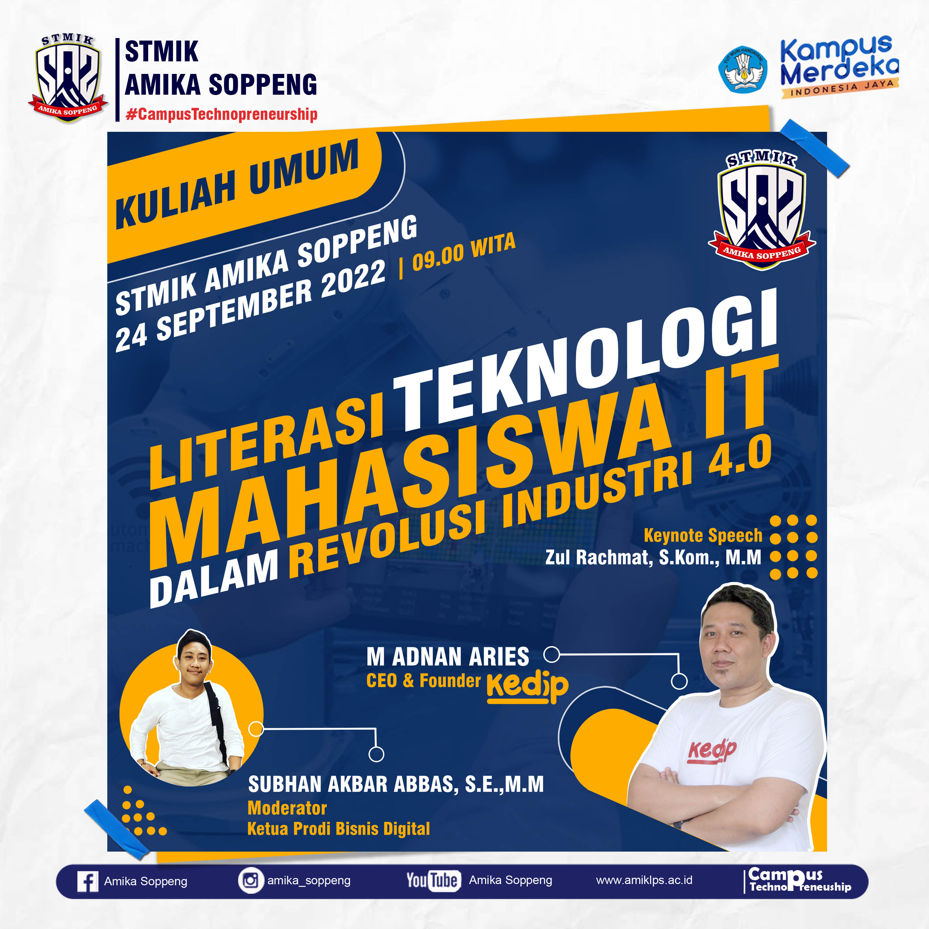 Kuliah Umum STMIK Amika Soppeng Hadirkan Narasumber CEO Start Up Kedip