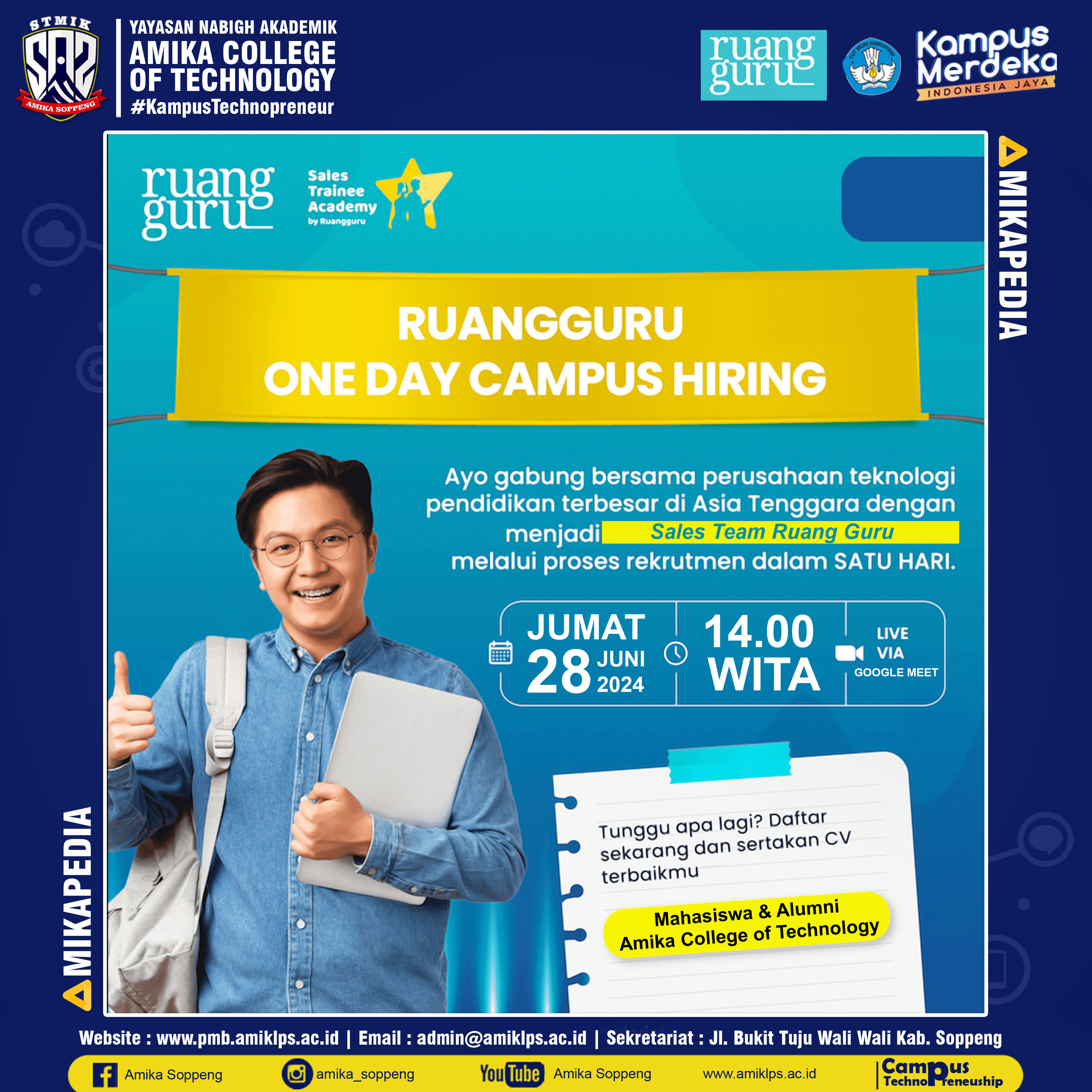 Ruang Guru dan Amika Soppeng Adakan Campus Hiring untuk Mahasiswa & Alumni