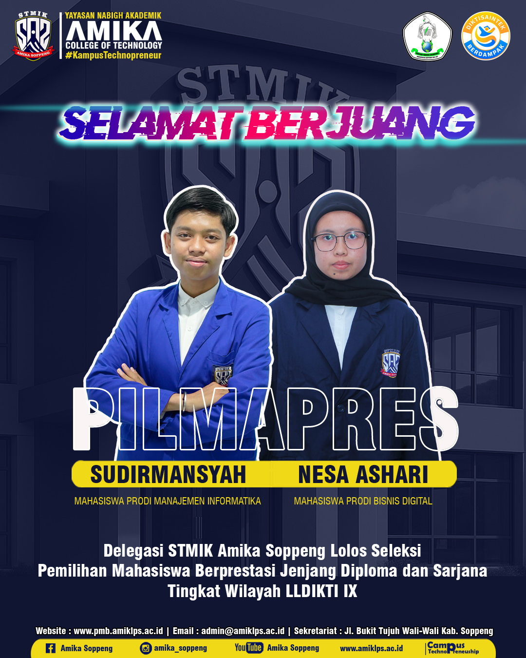 Dua Mahasiswa Amika Lolos ke Seleksi Pilmapres Tingkat Wilayah LLDIKTI IX