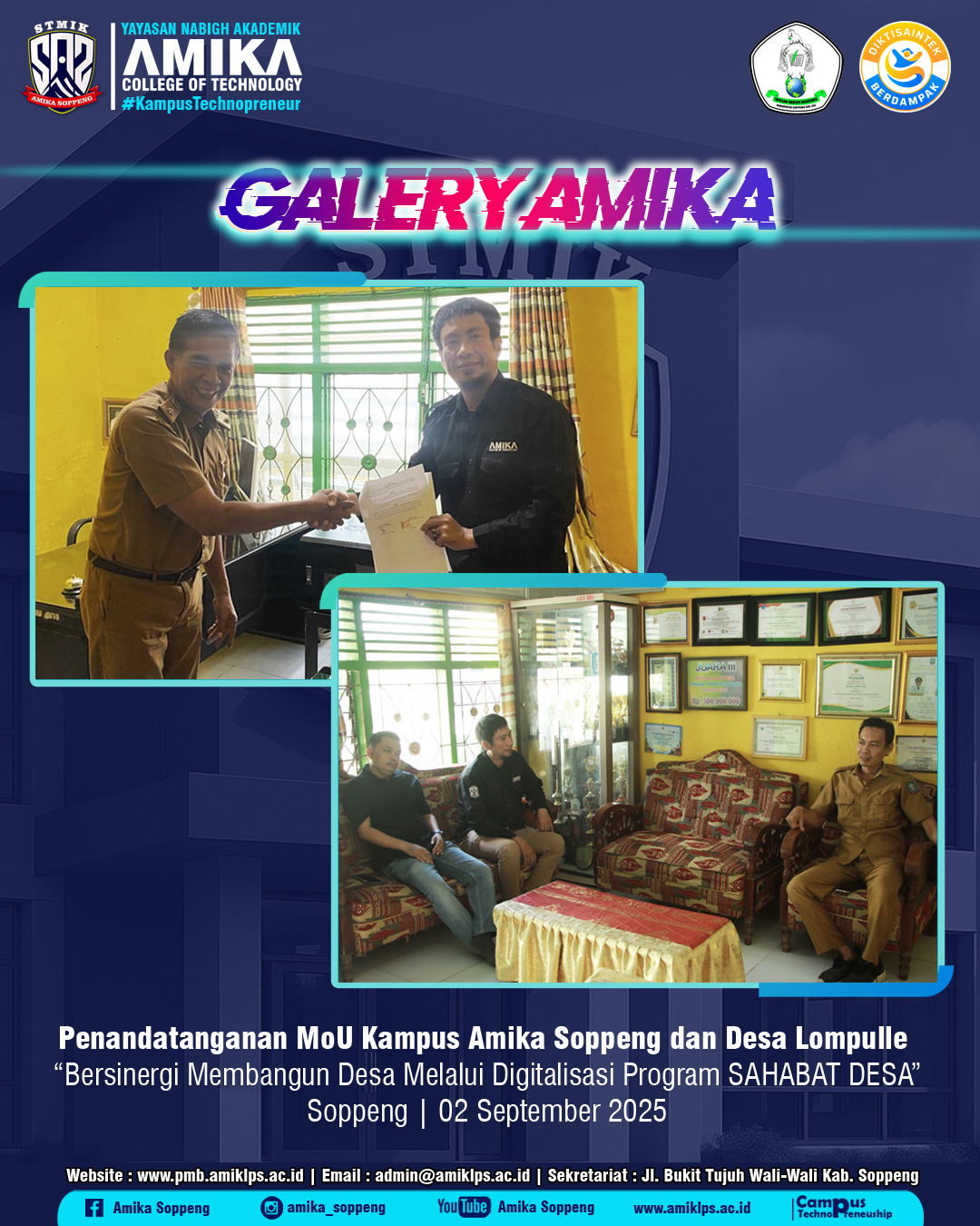 Kampus Amika & Desa Lompulle Teken MoU, Bangun Desa Lewat Digitalisasi