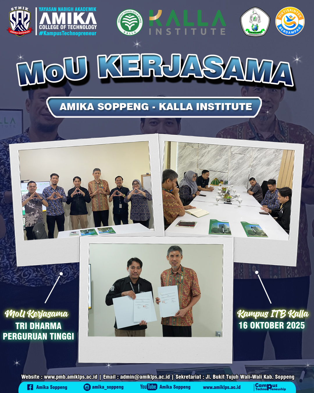 Kampus Amika Soppeng Jalin MoU Strategis dengan Kalla Institute untuk Penguatan Tri Dharma Perguruan Tinggi