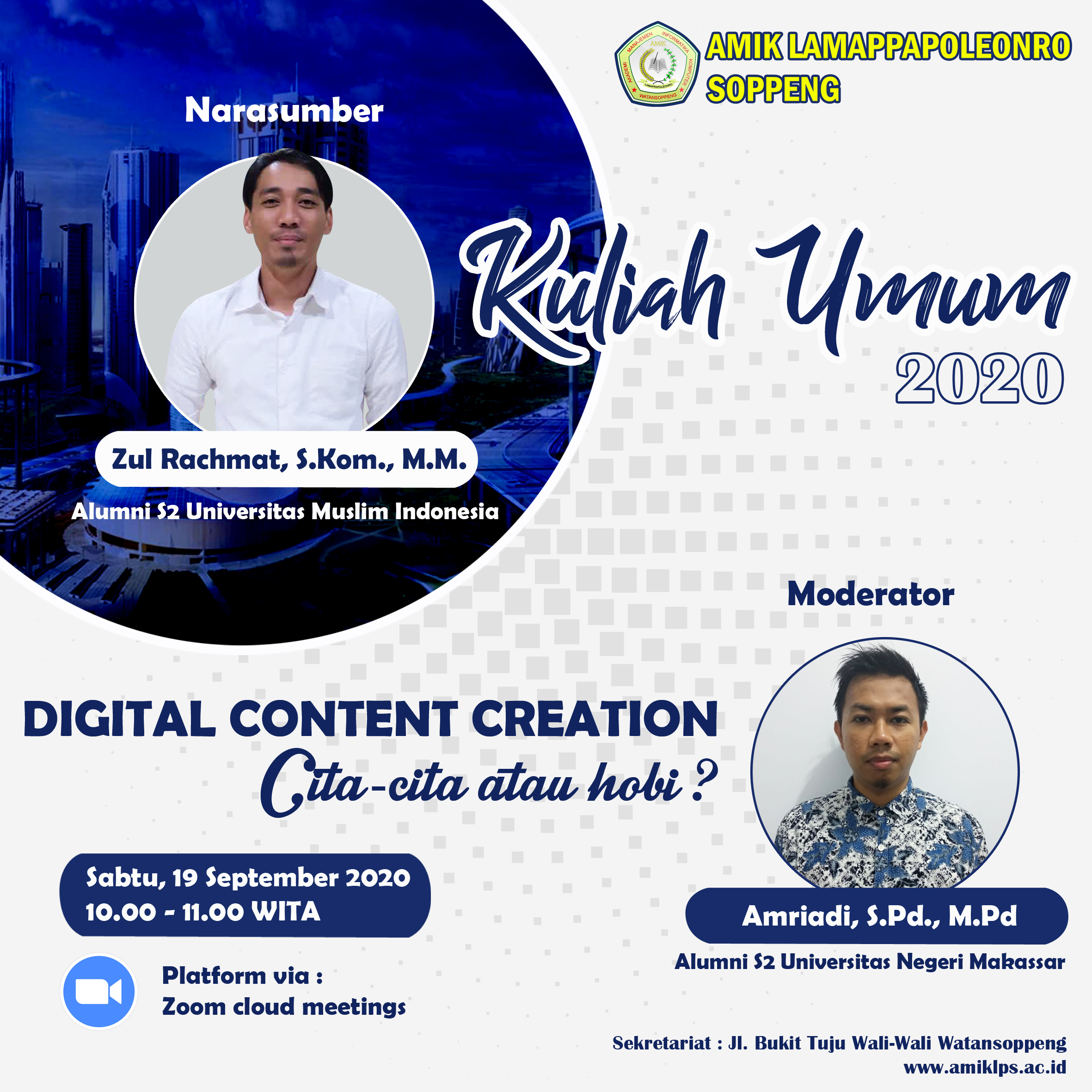 Kuliah Umum 2020 AMIK Lamappapoleonro Soppeng