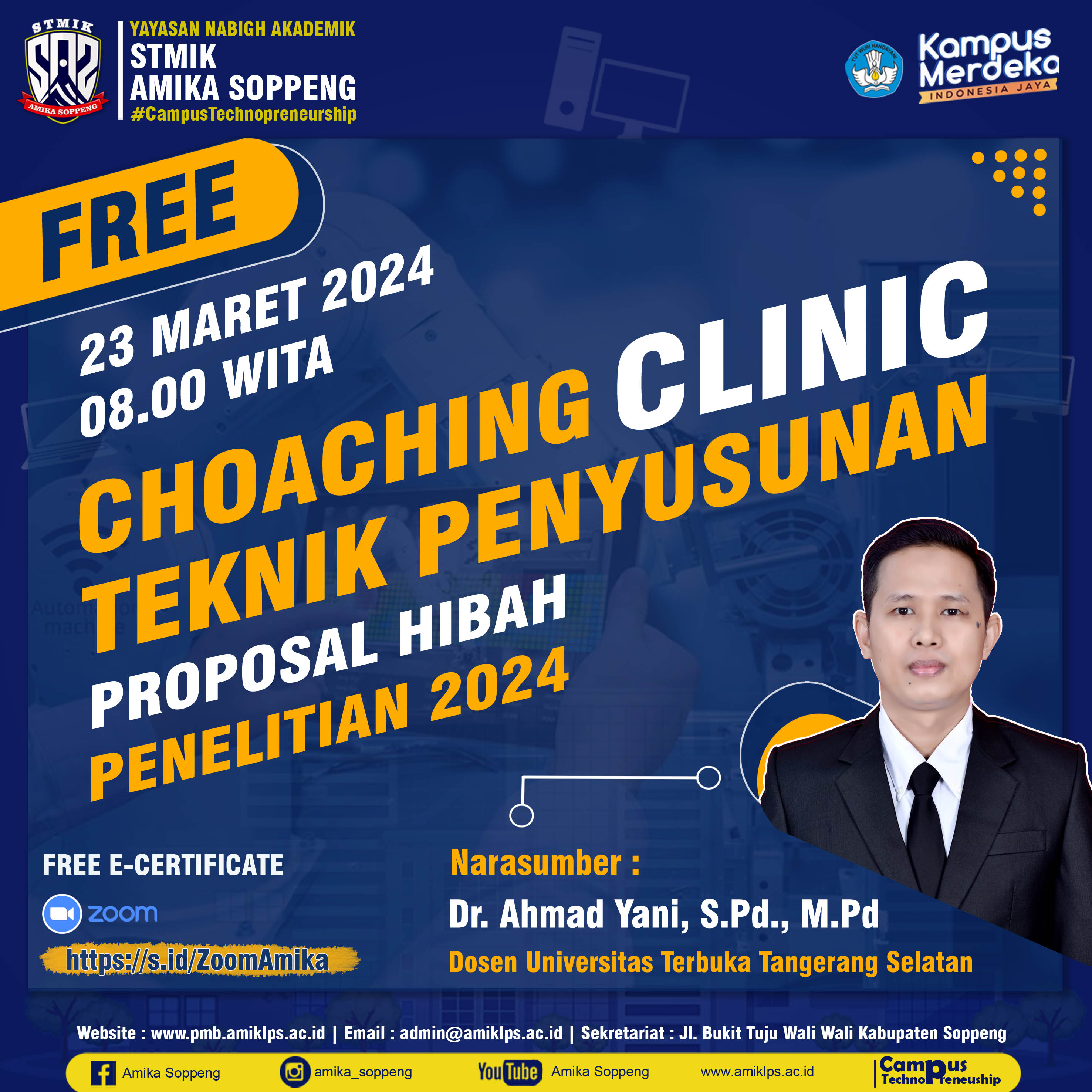 Coaching Clinic Teknik Penyusunan Proposal Hibah Penelitian DTRPM 2024