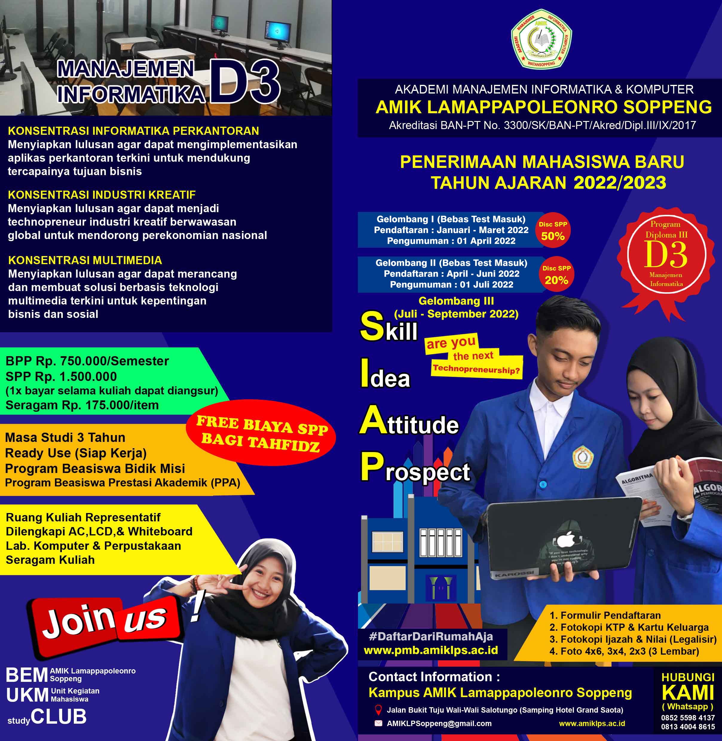 TELAH DIBUKA! PENERIMAAN MAHASISWA BARU AMIK LAMAPPAPOLEONRO SOPPENG 2022/2023
